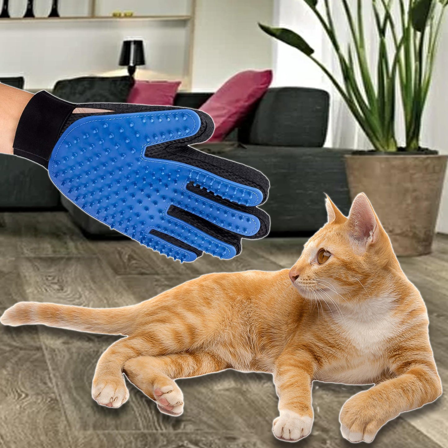 Pet Grooming Gloves – Deshedding Brush Mitt for Dogs, Cats & Horses