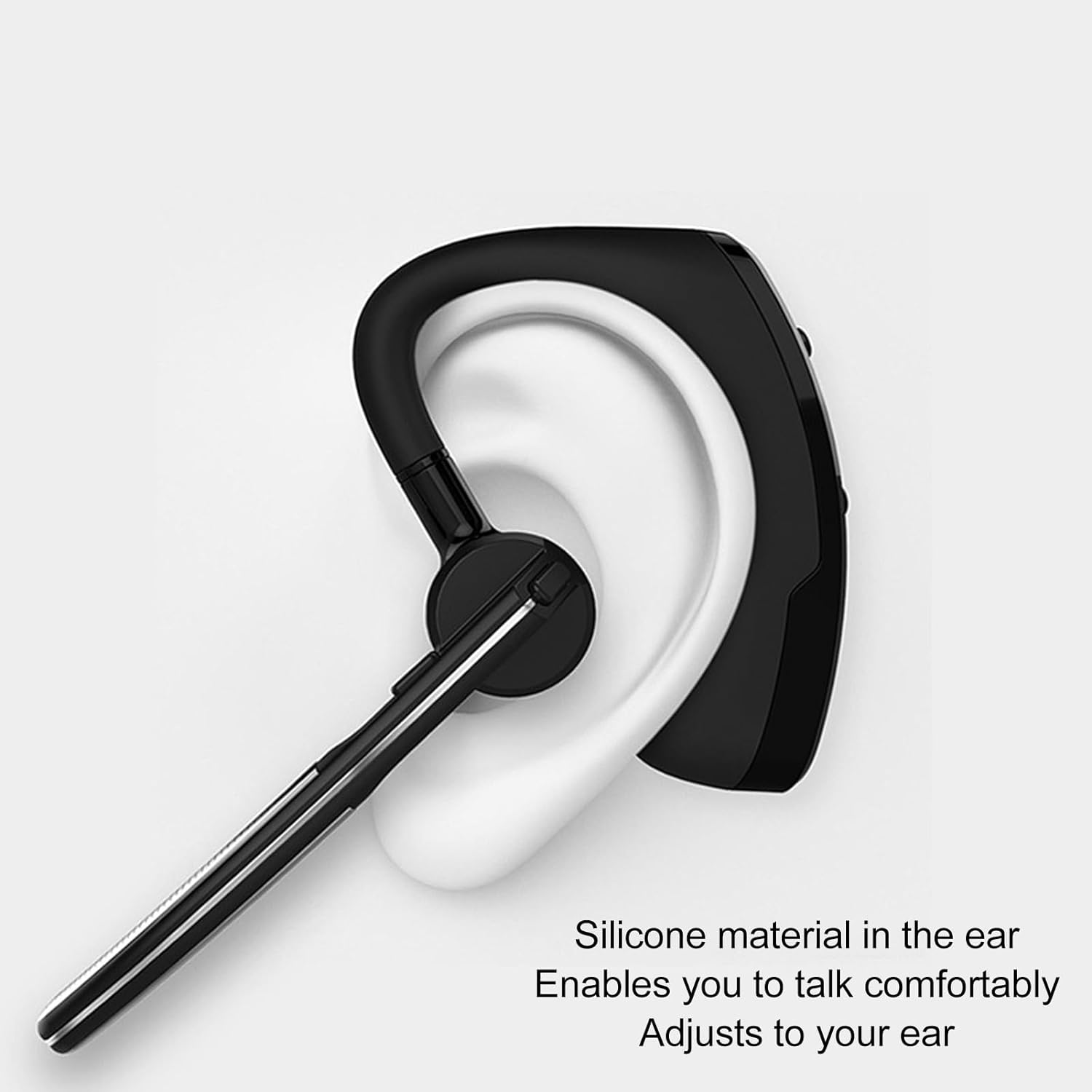 Bluetooth Earpiece ear hook close-up – ergonomic fit wireless headset