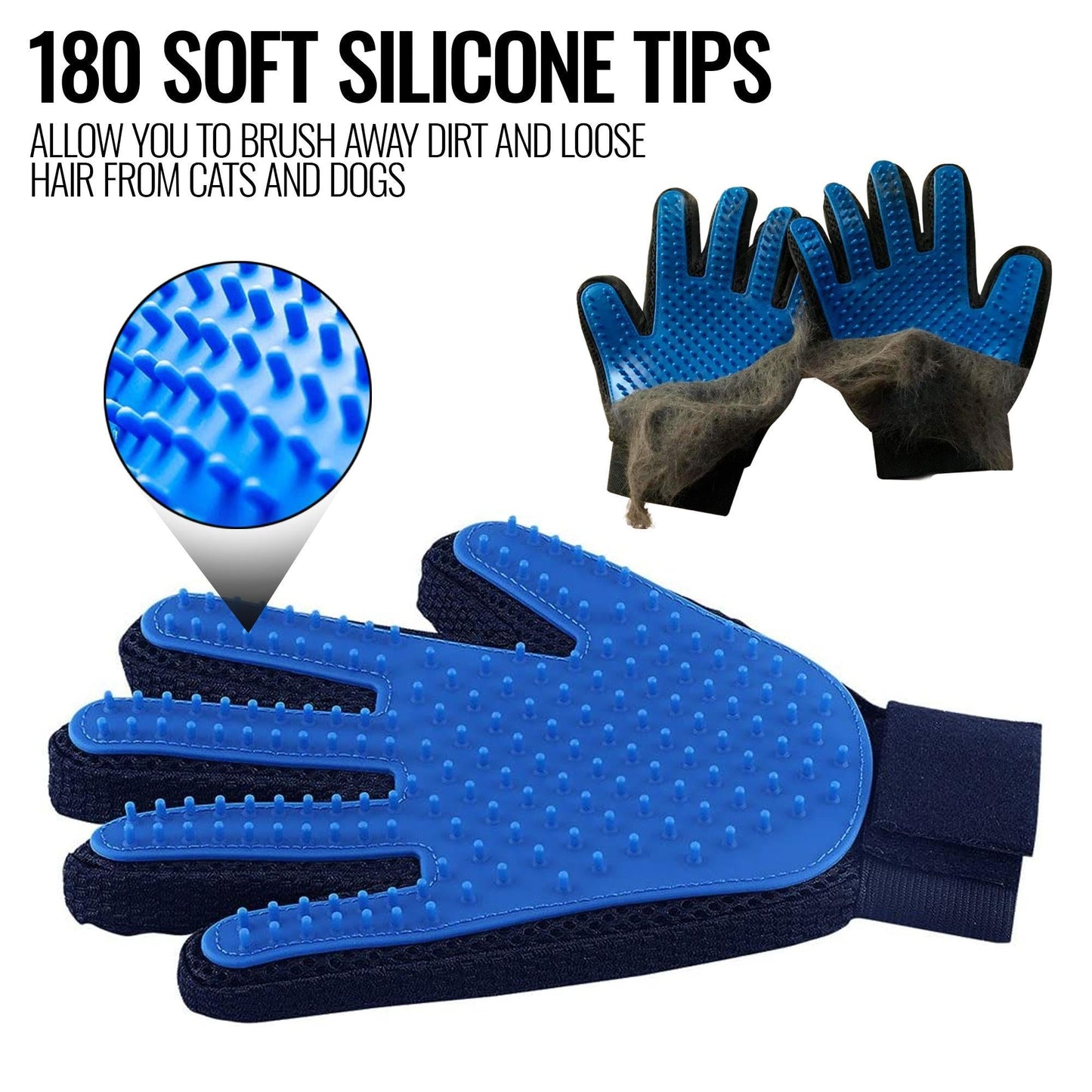 Pet Grooming Gloves – Deshedding Brush Mitt for Dogs, Cats & Horses