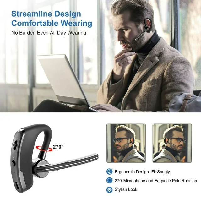Man wearing Bluetooth Earpiece – noise cancelling wireless headset for truckers