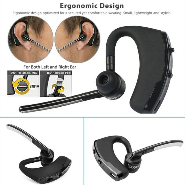 Man and woman wearing Bluetooth Earpiece – noise cancelling wireless headset in use