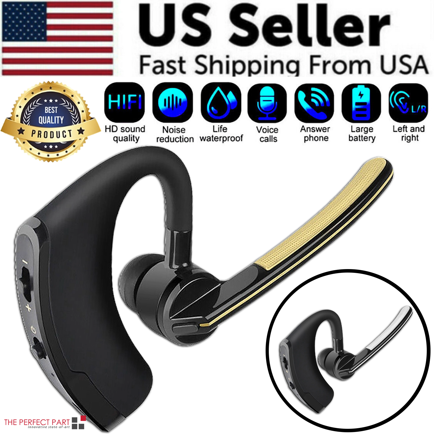 Bluetooth Earpiece – US Seller noise cancelling wireless headset bundle